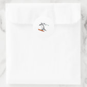 Sticker Rond Penguin as Ski jumper with Ski (Sac)