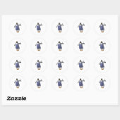 Sticker Rond Penguin coiffeur avec ciseaux (Feuille)