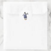 Sticker Rond Penguin coiffeur avec ciseaux (Sac)