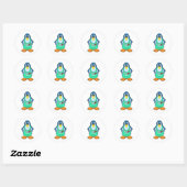 Sticker Rond Penguin coiffeur avec ciseaux et razor (Feuille)