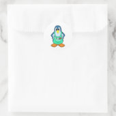 Sticker Rond Penguin coiffeur avec ciseaux et razor (Sac)