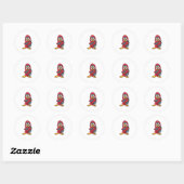 Sticker Rond Penguin comme pompier avec Extinguisher (Feuille)