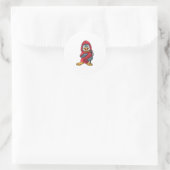Sticker Rond Penguin comme pompier avec Extinguisher (Sac)