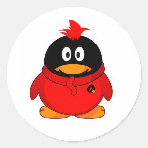 Sticker Rond Penguin Cool rouge