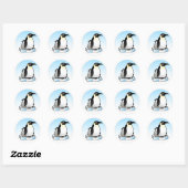 Sticker Rond Penguin empereur avec poussin (Feuille)