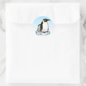 Sticker Rond Penguin empereur avec poussin (Sac)