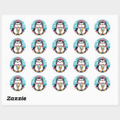 Sticker Rond Penguin Fun Kawaii (Feuille)