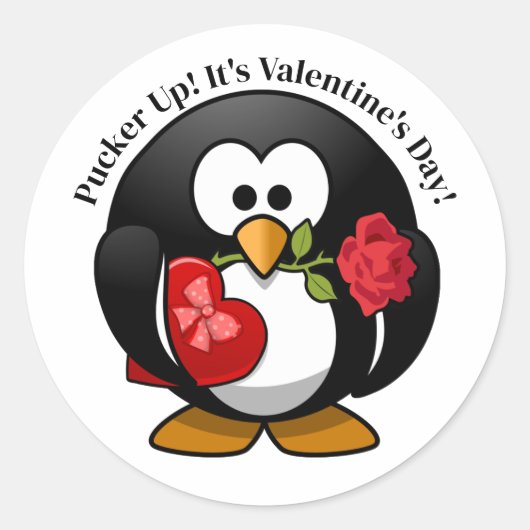 Sticker Rond Penguin Gifts For Valentine's Day (Devant)