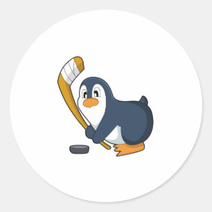 Sticker Rond Penguin Hockey sur glace bâton de hockey sur glace