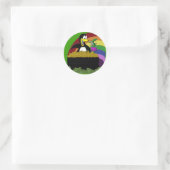 Sticker Rond Penguin, Leprechaun, Or et Arc-en-ciel (Sac)