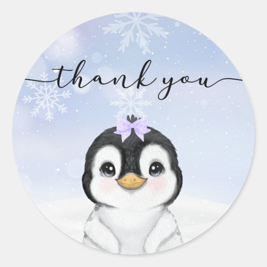 Sticker Rond Penguin Merci Favor (Devant)