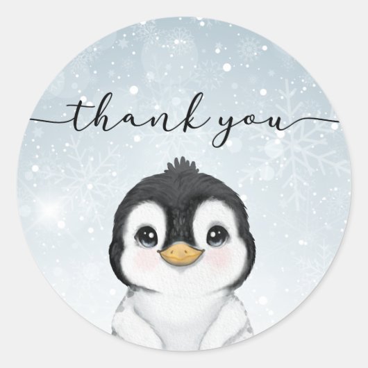 Sticker Rond Penguin Merci Favor (Devant)