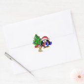 Sticker Rond Penguin Père Noël et Reindeer Chien (Enveloppe)