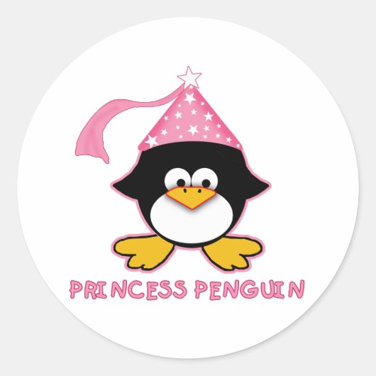 Sticker Rond Penguin princesse rose (Devant)