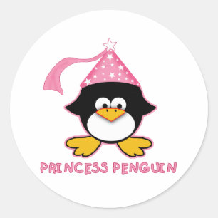 Sticker Rond Penguin princesse rose