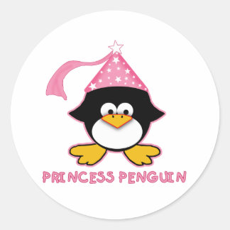 Sticker Rond Penguin princesse rose