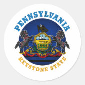 STICKER ROND PENNSYLVANIE ÉTAT CLÉ FLAG (Devant)