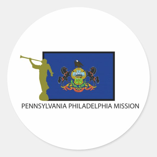 STICKER ROND PENNSYLVANIE PHILADELPHIE MISSION LDS CTR (Devant)