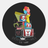 Sticker Rond Pennywise TV Stack classique - vous flotterez trop (Devant)