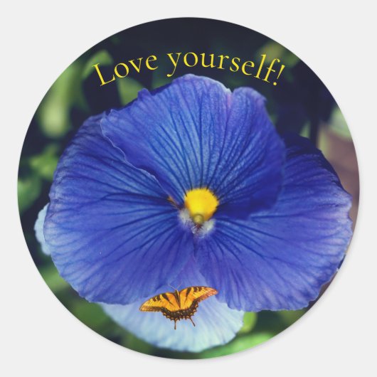 Sticker Rond Pensée bleue violette (Devant)