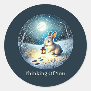 Sticker Rond pensée mignonne de vous personnalisable lapin d'hi
