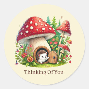 Sticker Rond pensée mignonne vous personnalisable hérisson