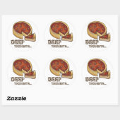 Sticker Rond Pensées profondes Plat profond Pepperoni Pizza Chi (Feuille)