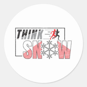 Sticker Rond Penser neige - Drôle temps chaud Courir