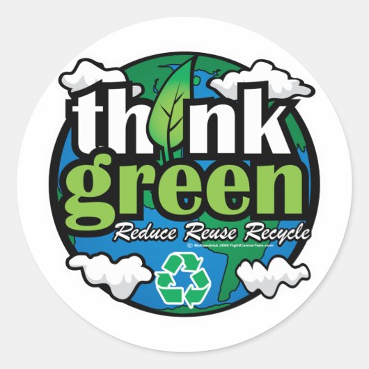 Sticker Rond Penser Terre verte (Devant)