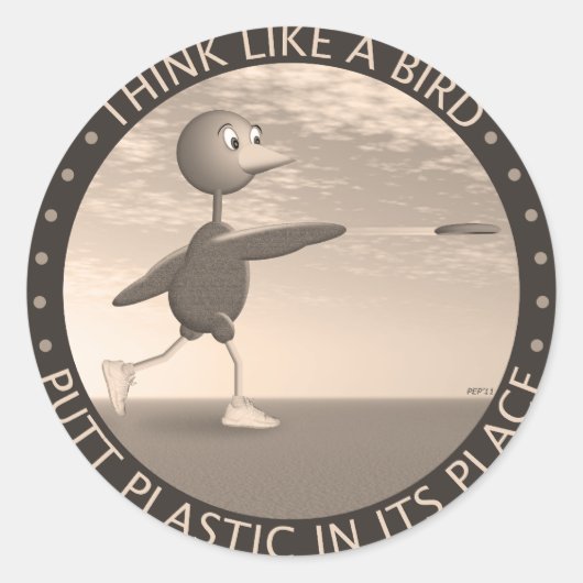 Sticker Rond Pensez À Un Oiseau (Devant)