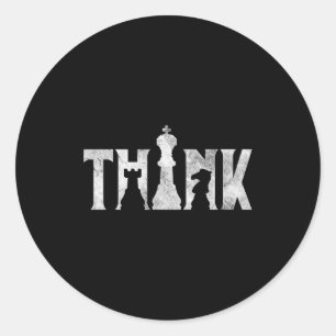 Sticker Rond Pensez Échecs Eces Joueur Chessmaster Amour des éc