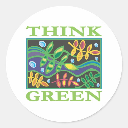Sticker Rond Pensez Vert De l'environnement (Devant)