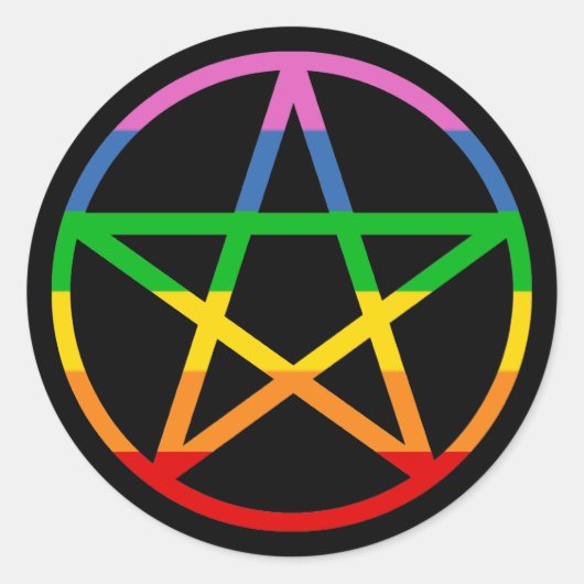 Sticker Rond Pentacle arc-en-ciel (Devant)