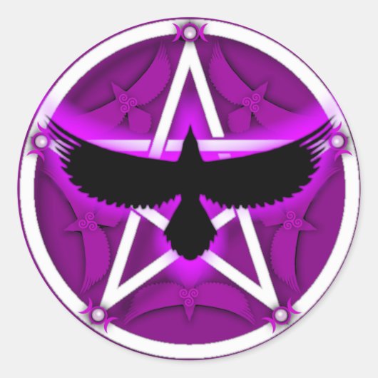 Sticker Rond Pentacle de corbeau - pourpre (Devant)