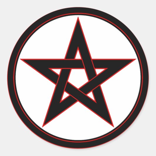 Sticker Rond Pentacle noir et rouge (Devant)