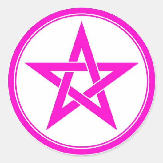 Sticker Rond pentacle rose (Devant)