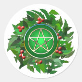 Sticker Rond Pentacle sur Holly Wreath (Devant)