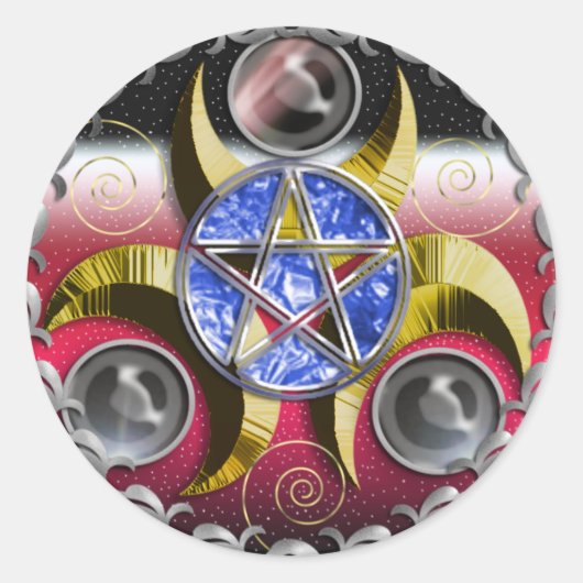Sticker Rond pentacle triple lune (Devant)