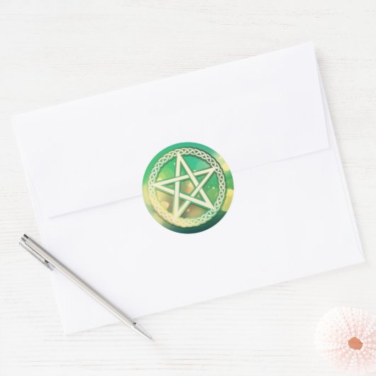 Sticker Rond Pentacle vert complexe (Enveloppe)