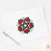 Sticker Rond Pentagramme aux roses rouges (Enveloppe)