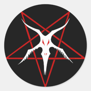 Sticker Rond Pentagramme Baphomet simplifié - Noir