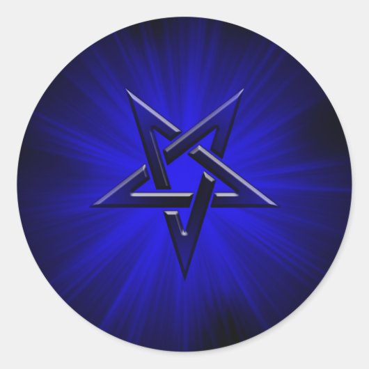 Sticker Rond Pentagramme bleu inversé (Devant)
