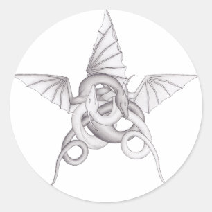 Sticker Rond Pentagramme dragon