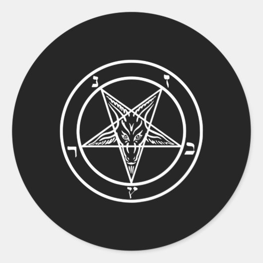 Sticker Rond Pentagramme inversé Baphomet Chèvre (Devant)