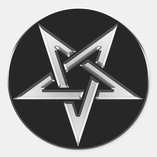 Sticker Rond Pentagramme inversé en argent (Devant)