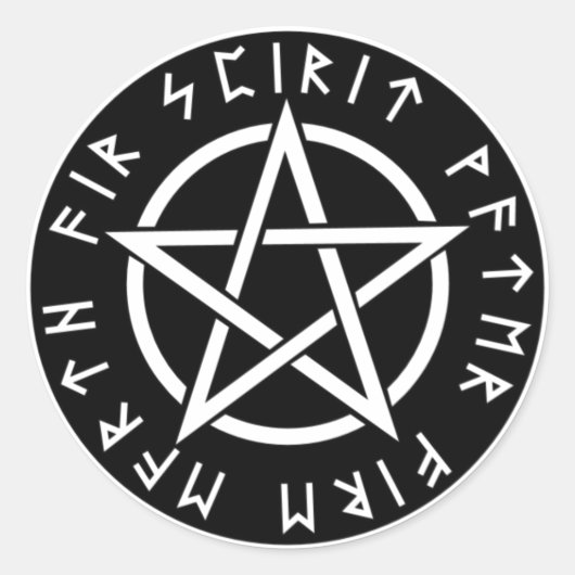 Sticker Rond Pentagramme noir de Wiccan (Devant)