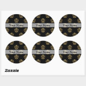 Sticker Rond Pentagramme noir et or (Feuille)