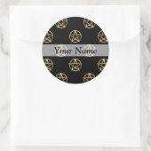Sticker Rond Pentagramme noir et or (Sac)