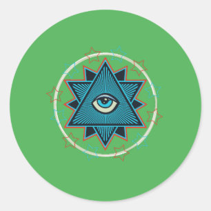 Sticker Rond Pentagramme Pentagramme Cinquième Étoile Culte sec