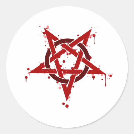 Sticker Rond Pentagramme rouge (Devant)